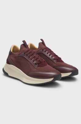 TTNM EVO Sneakers mit gestricktem Obermaterial und Lederdetails, Dunkelrot