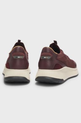 TTNM EVO Sneakers mit gestricktem Obermaterial und Lederdetails, Dunkelrot