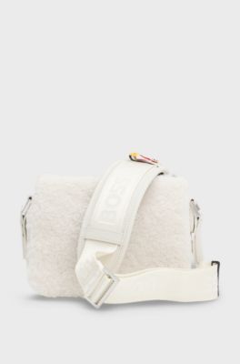 BOSS x Steiff-crossbodytas met Double B-monogram, Wit