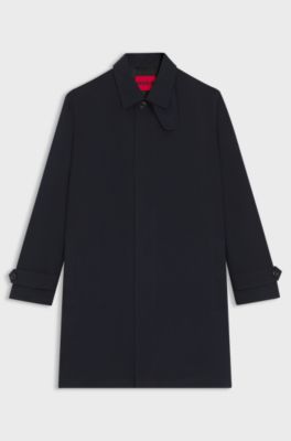 Regular-fit coat in water-repellent gabardine, Dark Blue