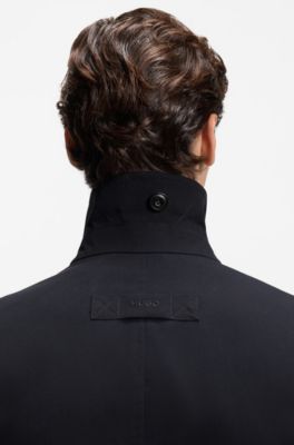 Regular-fit coat in water-repellent gabardine, Dark Blue