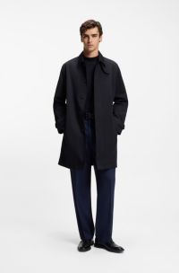 Regular-fit coat in water-repellent gabardine, Dark Blue