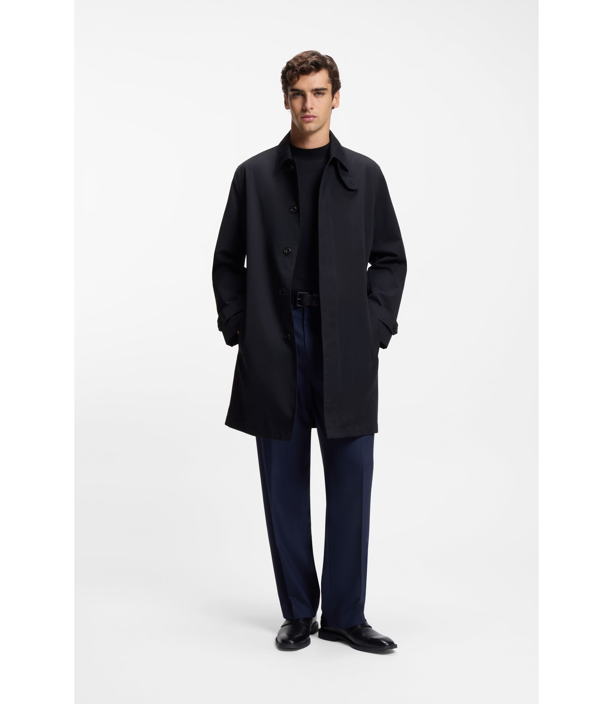 Regular-Fit Mantel aus wasserabweisender Gabardine