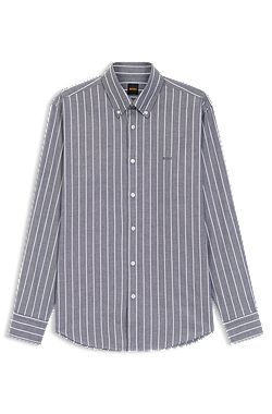 Regular-fit shirt in striped stretch cotton