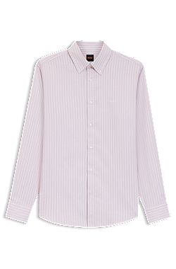 Regular-fit shirt in striped stretch cotton