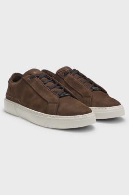 Gary trainers in nubuck, Dark Brown