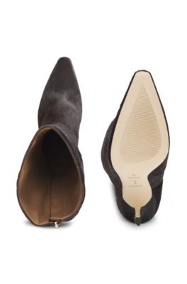 Kniehohe Boots aus Fell, Dunkelbraun