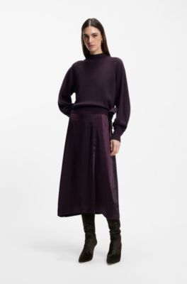 Knee boots in calf-hair leather, Dark Brown