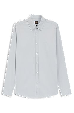 Regular-fit shirt in stretch-cotton dobby