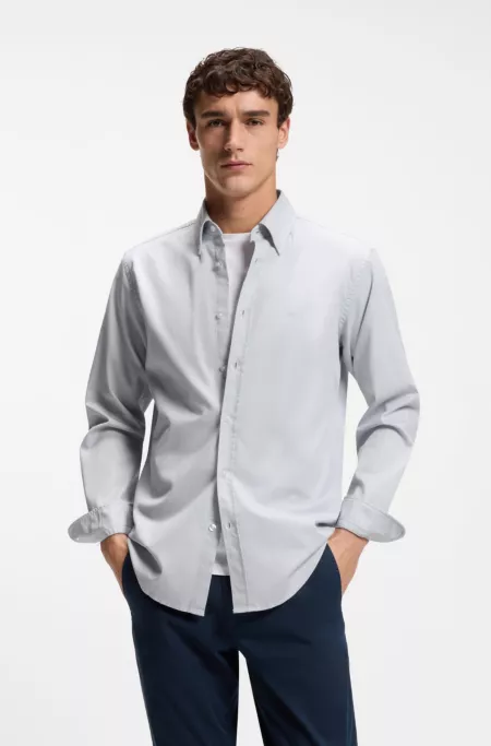 Regular-fit shirt in stretch-cotton dobby
