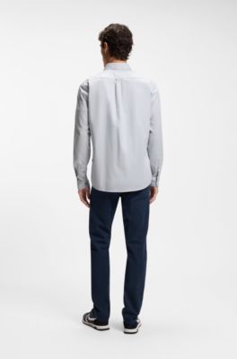 Regular-fit shirt in stretch-cotton dobby, Light Grey