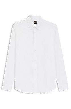 Regular-fit shirt in stretch-cotton dobby