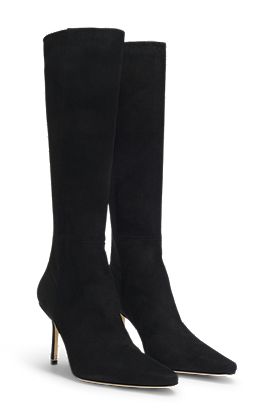 Knee boots in suede and leather