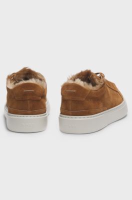 BOSS x Steiff Gary suede trainers with mohair lining, Brown