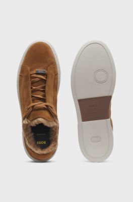 BOSS x Steiff Gary suede trainers with mohair lining, Brown