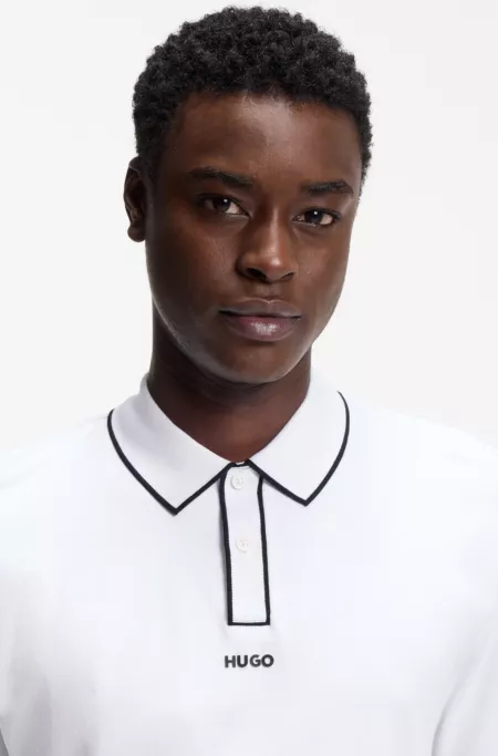 Cotton-jersey polo shirt with contrast edges