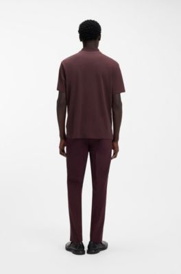 Cotton-jersey polo shirt with contrast edges, Dark Brown