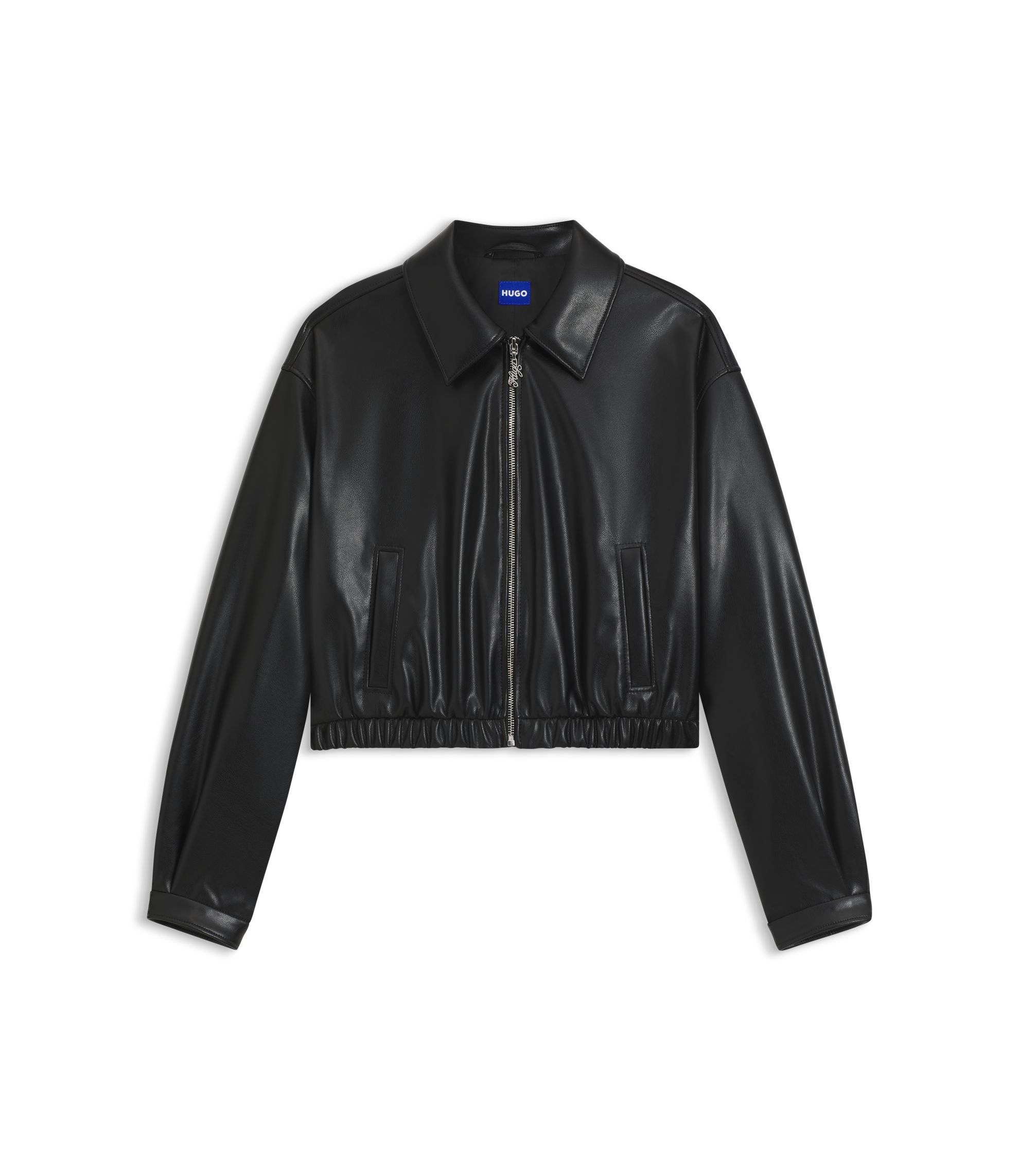 HUGO - クロップドジャケット フェイクレザー エンボスバックロゴ