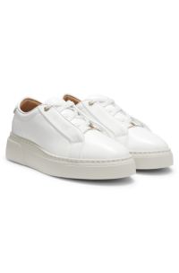 Leather trainers with inner wedge, White
