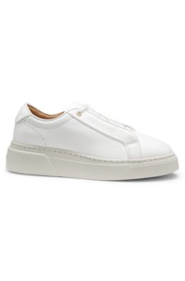 Leather trainers with inner wedge, White