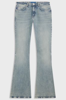 Flared-leg jeans in tinted blue denim, Light Blue