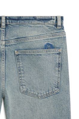 Flared-leg jeans in tinted blue denim, Light Blue
