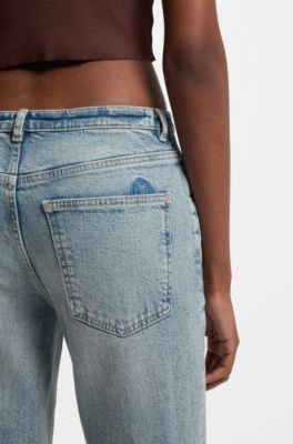 Flared-leg jeans in tinted blue denim, Light Blue