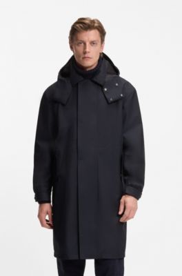 BECKHAM x BOSS water-repellent hooded jacket, Dark Blue