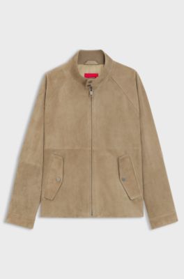 Regular-fit jacket in suede, Beige