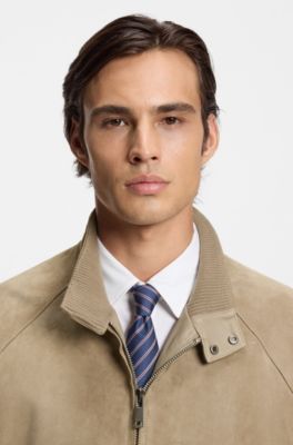 Regular-fit jacket in suede, Beige