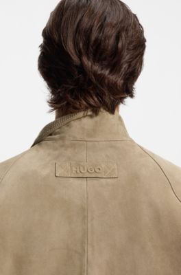 Regular-fit jacket in suede, Beige