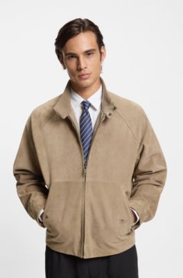 Regular-fit jacket in suede, Beige