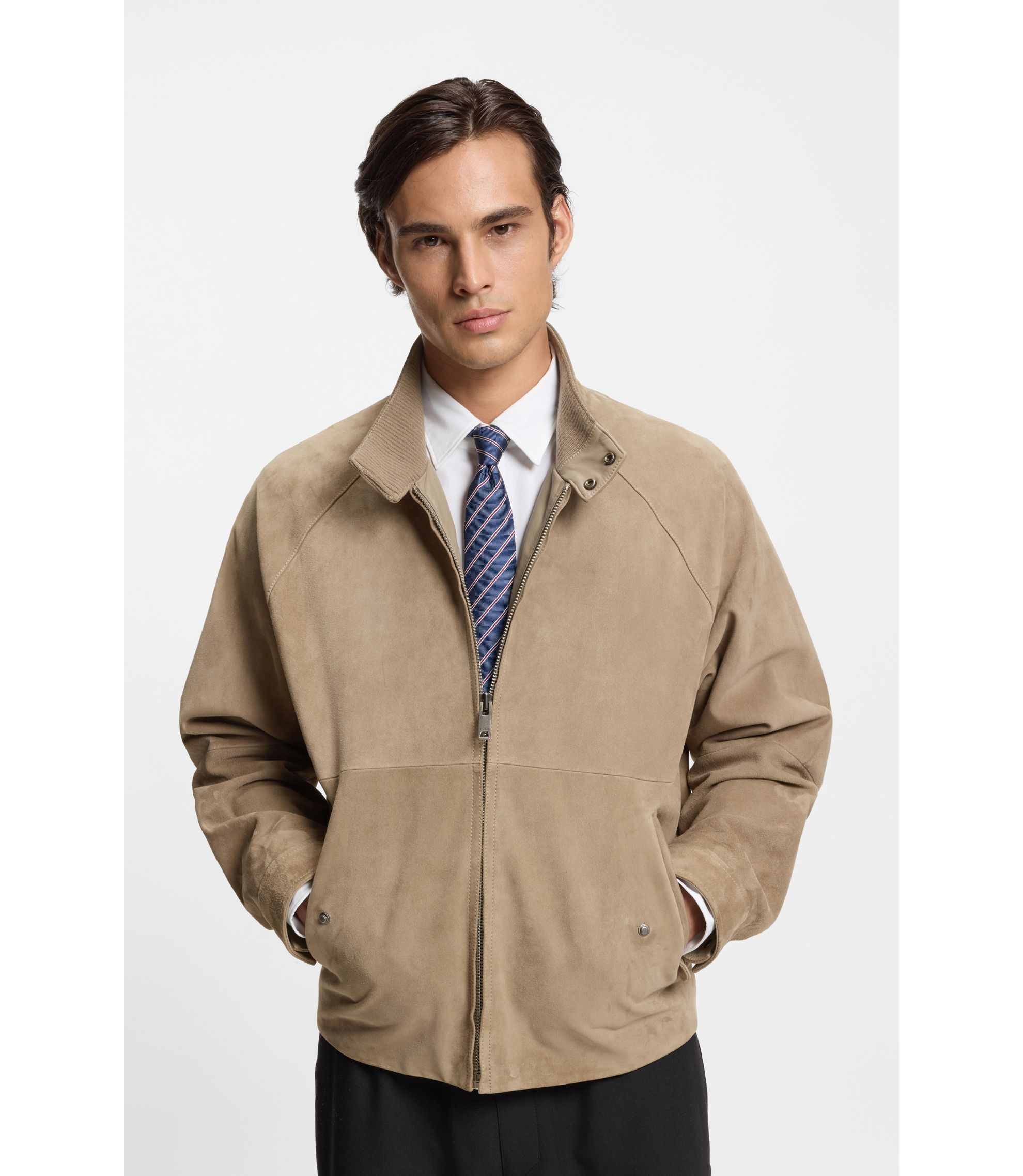 Regular-Fit Jacke aus Veloursleder