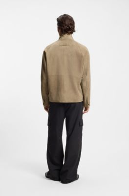 Regular-fit jacket in suede, Beige