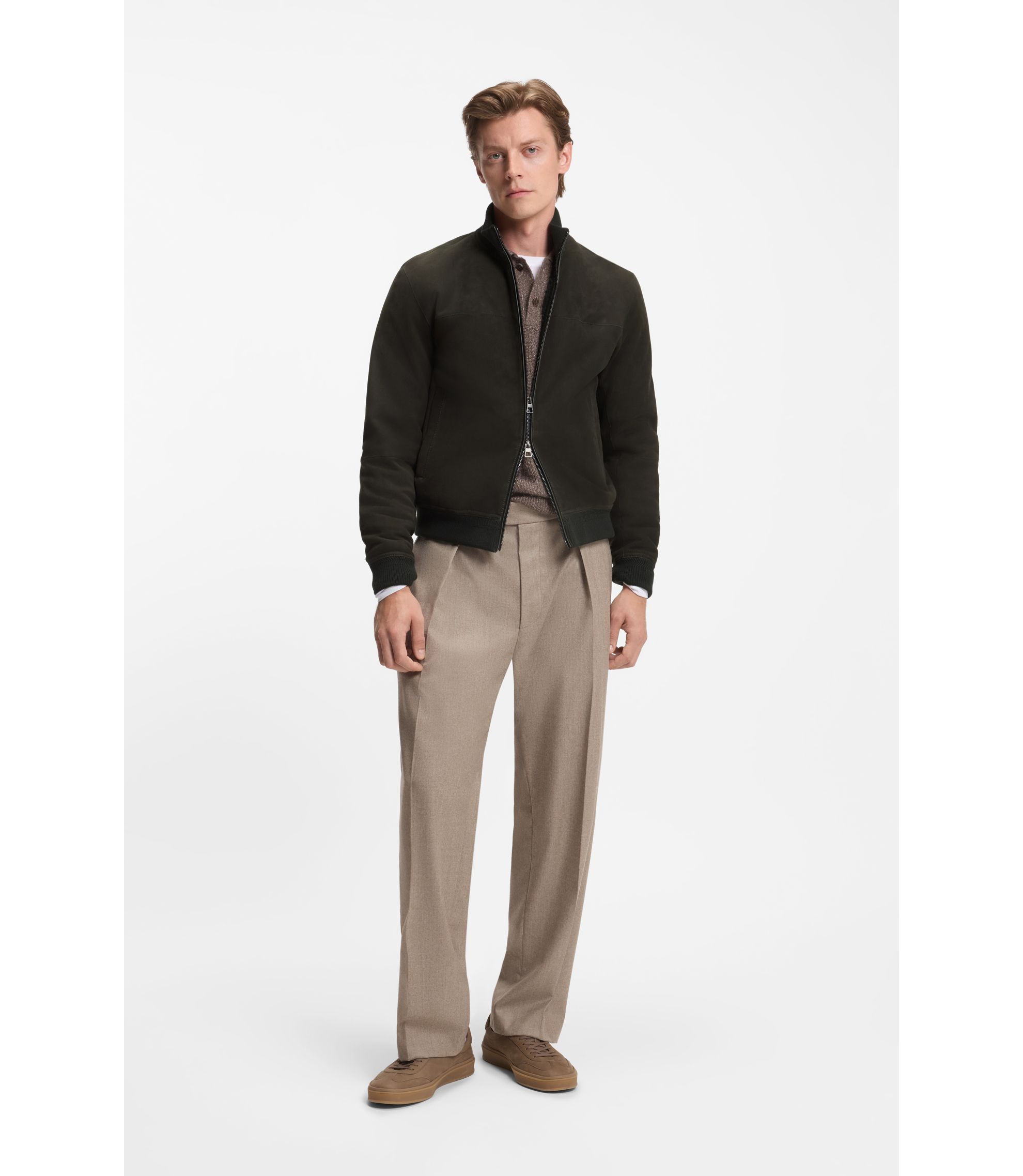 HUGO BOSSグリーンMenレザージャケット