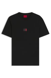 Cotton-jersey T-shirt with gradient logo label, Black