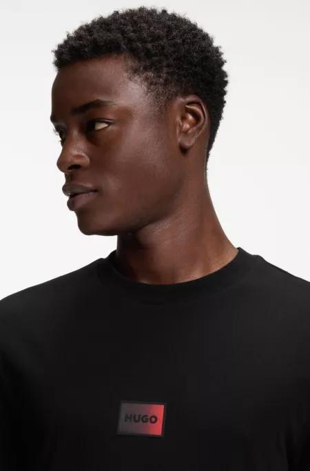 Cotton-jersey T-shirt with gradient logo label