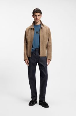 Cotton-jersey T-shirt with gradient logo label, Blue