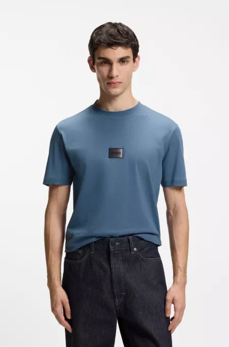 Cotton-jersey T-shirt with gradient logo label