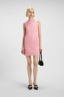 Shift dress with low-cut back and bow detail, light pink