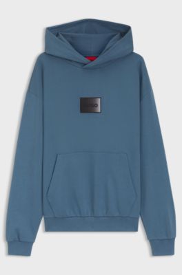 Cotton-terry hoodie with gradient logo, Blue
