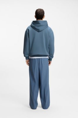 Felpa con cappuccio in terry di cotone con logo sfumato, Blu