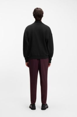 Interlock-cotton polo sweatshirt with tonal logo, Black