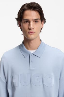 Interlock-cotton polo sweatshirt with tonal logo, Purple