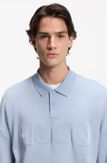 Interlock-cotton polo sweatshirt with tonal logo