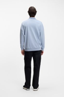 Interlock-cotton polo sweatshirt with tonal logo, Purple