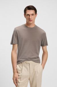 Regular-fit T-shirt in silk and wool, Grey