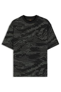 Cotton T-shirt with camouflage jacquard