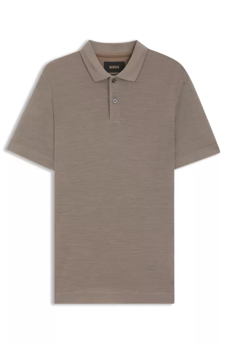Silk-wool polo shirt with mother-of-pearl buttons