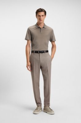 Silk-wool polo shirt with mother-of-pearl buttons, Brown